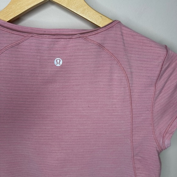 Lululemon Striped Pink Short Sleeve Active Top ptp 17” - Picture 8 of 9